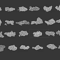 Collection Of Different White Cloud Shapes With Various Cloud Models 3d model