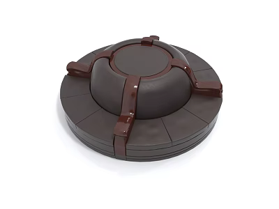 Modern Brown Leather Multi seater Sofa With Round Design And Strap Details 3d model