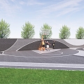 Modern basketball court outdoor basketball court plastic field 3d model