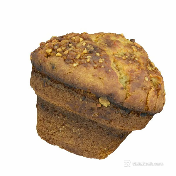 Freshly Baked Delicious Muffin With Golden Crust And Crunchy Nut Toppings 3d model 