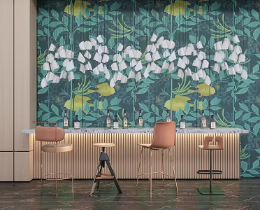 Light Luxury Bar Chair Combination Bar Chair 3d model