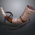 Handcrafted Musical Instruments and Art Supplies with Traditional Decorative Carvings and Rope Details