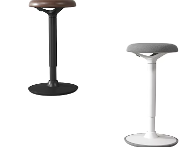 Modern Bar Stools With Upholstered Seats And Metal Round Bases In Black And White 3d model