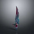 Unique Weapon With Sharp Curved Blade Colorful Hilt And Intricate Decorative Patterns