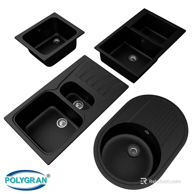 Black Kitchen Sink Different Styles Double Bowl And Single Bowl With Drainer Design 3d model 