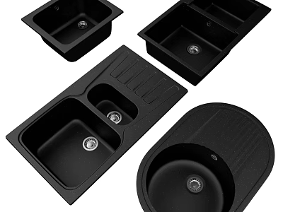 Black Kitchen Sink Different Styles Double Bowl And Single Bowl With Drainer Design 3d model