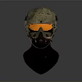 Tactical Military Weapon Helmet With Camouflage Design Orange Goggles And Face Mask
