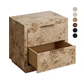 Wooden Bedside Table With Patterned Surface Open Drawer And Color Options 3d model