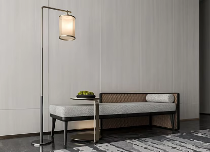 Retro modern bench floor lamp 3d model