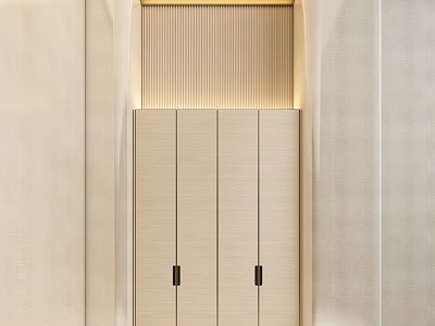 Minimalist Foyer Hallway With Built In Cabinets And Lighting 3d model
