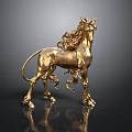 Golden Unicorn Statue With Elegant Design Detailed Mane And Shiny Finish