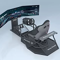 Professional Racing Simulator Setup With Multiple Screens Steering Wheel And Comfortable Seat 3d model