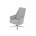 Tan Leather Leisure Chair with Armrests Pillow and Star Shaped Metal Base