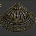 Intricate Sculptural Carving Featuring Striped Pattern Circular Accents And Ornate Top Design