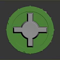 Green Round Hardware Tool Component With White Cross Center Design