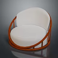 Modern Single Sofa With Round Design Orange Frame And White Cushion 3d model