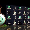Moon Themed Pendant Ornaments Display With Green Logo And Stand Design