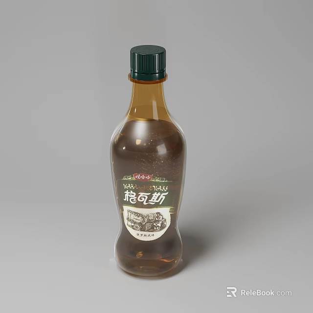 MAX YAMA Brown Beverage Bottle With Green Cap And Liquid Content 3d model 