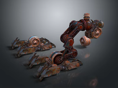 Rusty Mechanical Character And Biomechanical Creature Featuring Metal Joints And Parts 3d model
