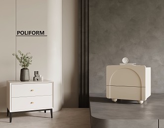 02 Bedside Cabinet Modern Cream Style Bedside Cabinet 3d model