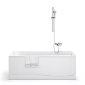 Modern White Bathtub Interior with Shower Faucet and Design Details