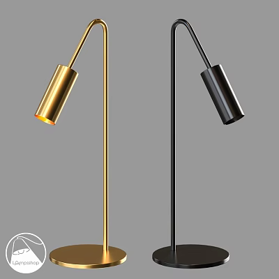 Modern Gold And Black Table Lamps With Metal Cylinder Shade Design 3d model