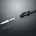 Modern Military Weapons Featuring Red White Missile And Green Rocket Launcher