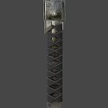 Vintage Weapon Knife With Diamond Pattern Handle And Metal Parts Design
