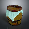 Rustic Wooden Home Storage Bucket With Lid Covered In White Cloth