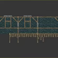 Wooden Frame Building With Turquoise Brick Walls And Elevated Base Supports