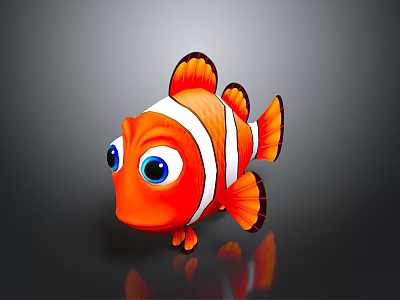 Cute Cartoon Style Clownfish With Vibrant Orange White Stripes Big Blue Eyes And Orange Fins 3d model