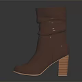 Stylish Brown Leather Boots With Ruched Shaft And Wedge Heel Design