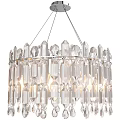 Modern Crystal Chandelier With Gold Frame And Transparent Pendants For Living Room