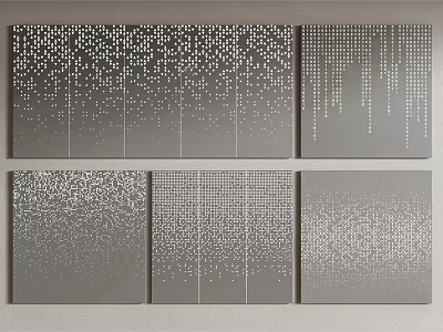 Modern Decorative Wall Panels With Various Dotted Striped Grid Textured Patterns 3d model