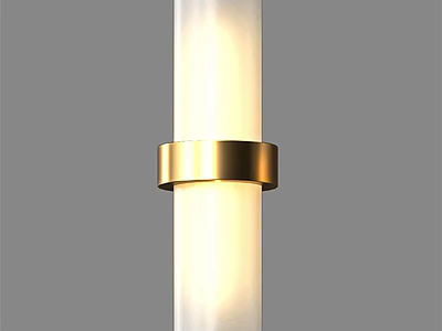 Modern Minimalist Wall Lamp With Gold Metal Ring And White Glass Tube Design 3d model