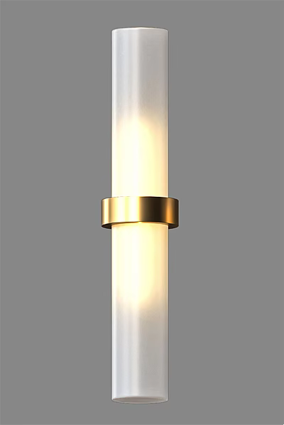 Modern Minimalist Wall Lamp With Gold Metal Ring And White Glass Tube Design 3d model