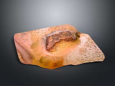 Natural Stone And Wood Decorative Art Piece With Earth Tones Irregular Shape Textured Surface 3d model