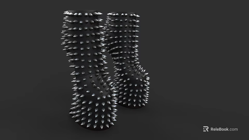 Spiked Shoes With Unique Spiked Design On Black Background Modern Fashion 3d model 