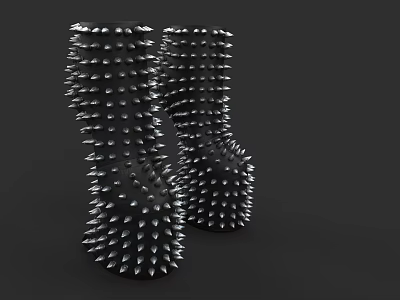 Spiked Shoes With Unique Spiked Design On Black Background Modern Fashion 3d model