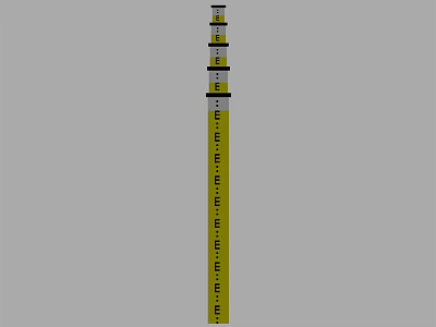 Yellow Vertical Industrial Measuring Tool With Graduated Scale And Precision Markings 3d model