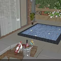 Red Brick Building Exterior Wall with Stone Details Green Plants and Balcony in Villa Area