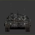 Military Armored Vehicle Tank With Camouflage Pattern Long Cannon And Heavy Tracks