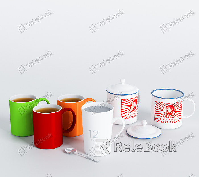 Modern cup teacup combination model