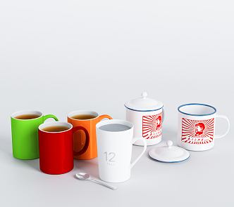 Modern cup teacup combination 3d model