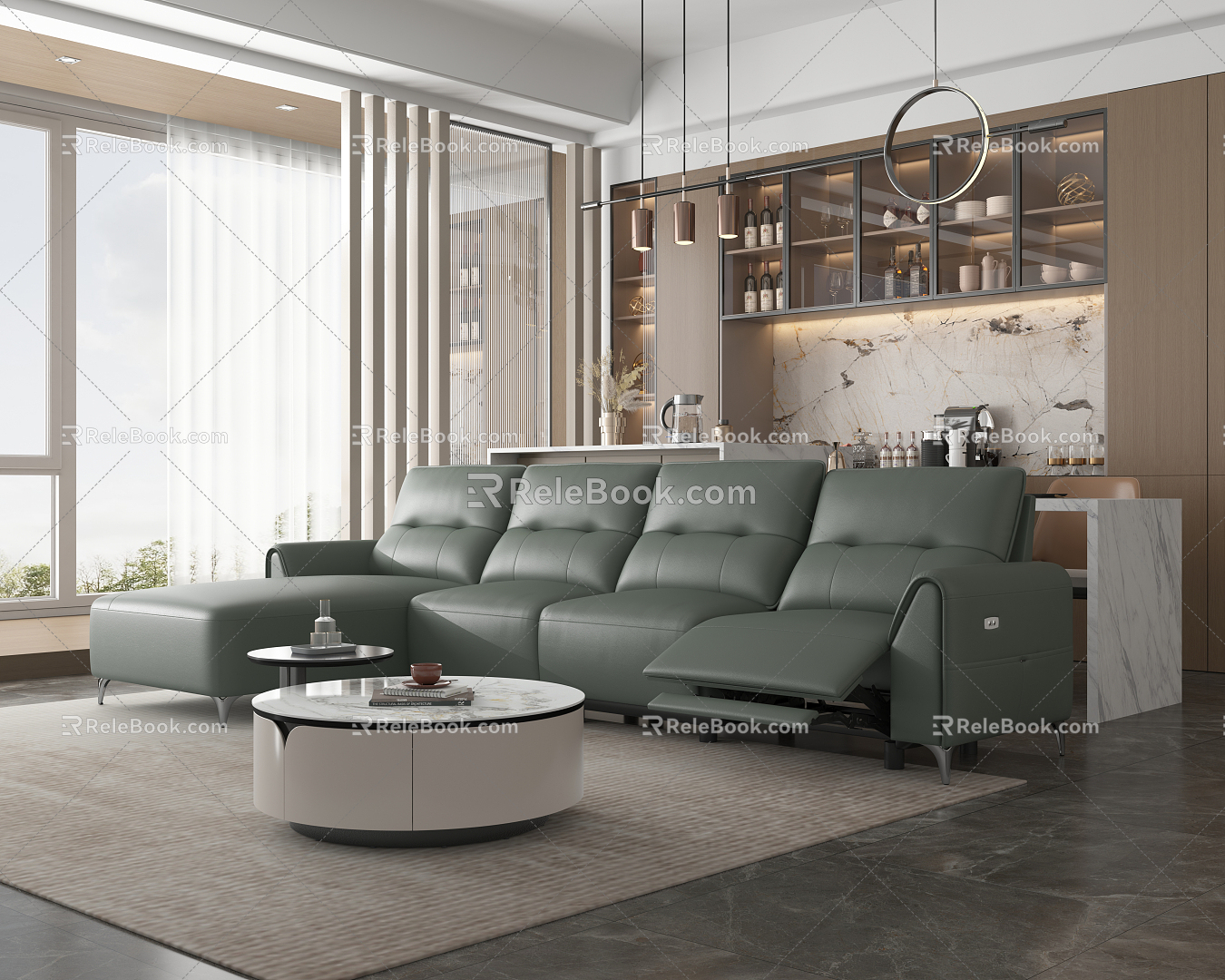 Modern Guest Restaurant Multi-function Sofa Leather Sofa 3d model