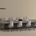 Sleek Modern Conference Table With Comfortable Rolling Office Chairs For Meeting Room