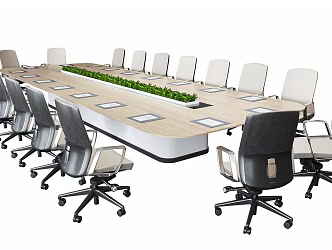Modern Conference Table and Chair Conference Table and Chair Combination 3d model