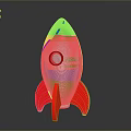 Silver And Pink Rocket Model With Red Fins Shiny Surface For Space Exploration