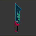 Futuristic Mechanical Weapon Featuring Blue Red Design And Glowing Green Components