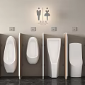 Modern Wall Mounted Urinals Display Different Styles In Public Restroom Interior